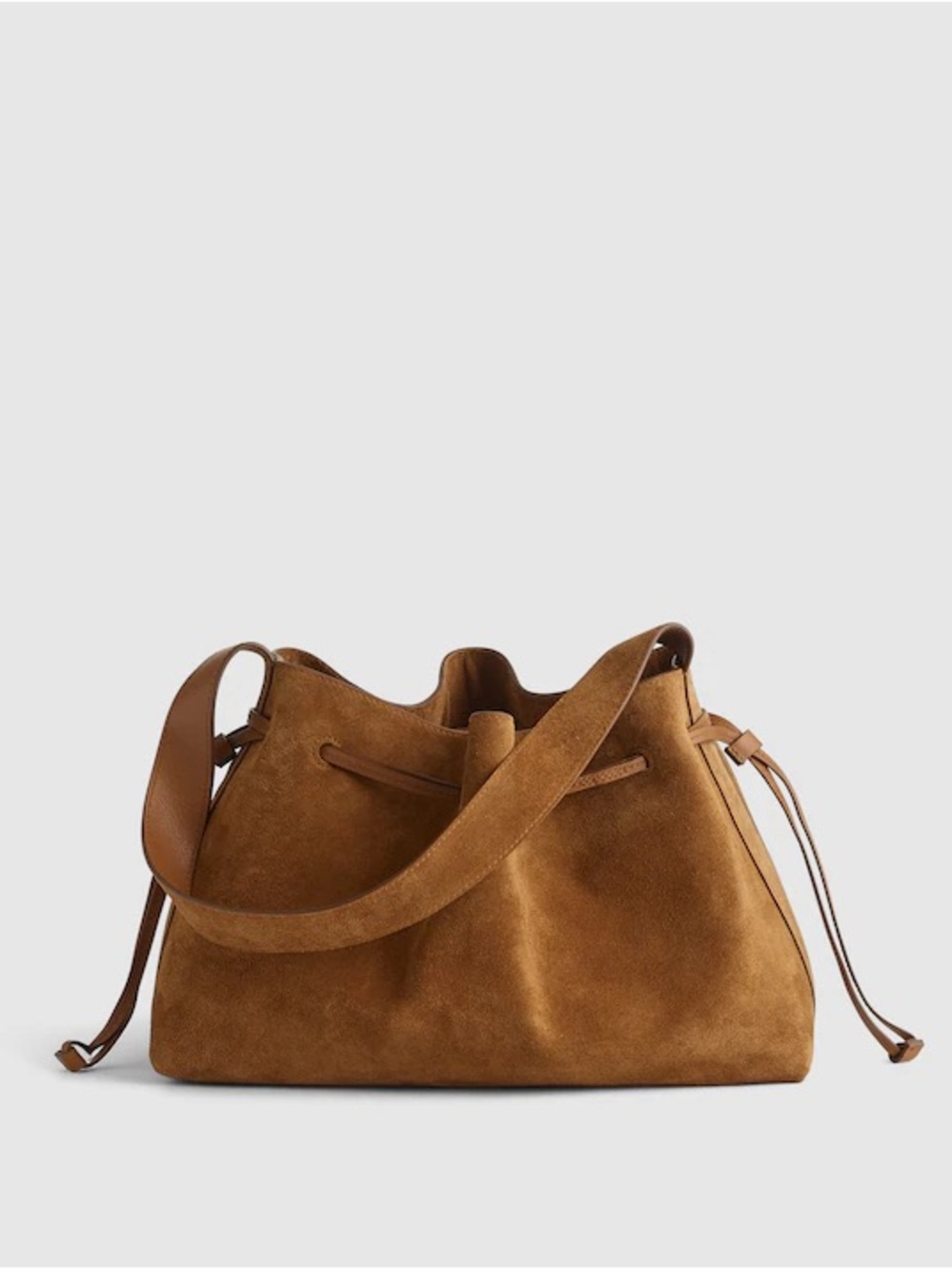 Madewell Suede The Drawstring Shoulder Bag - Dried Acorn